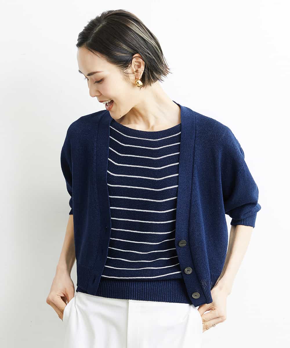 FMFHS28220 MICHEL KLEIN(ミッシェルクラン) ホールガーメント(R)半袖ニットプルオーバー（アンサンブル対応／WEB限定カラーあり） テラコッタ(84)