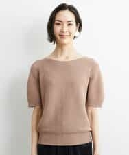 FMFHS28220 MICHEL KLEIN(ミッシェルクラン) ホールガーメント(R)半袖ニットプルオーバー（アンサンブル対応／WEB限定カラーあり） テラコッタ(84)