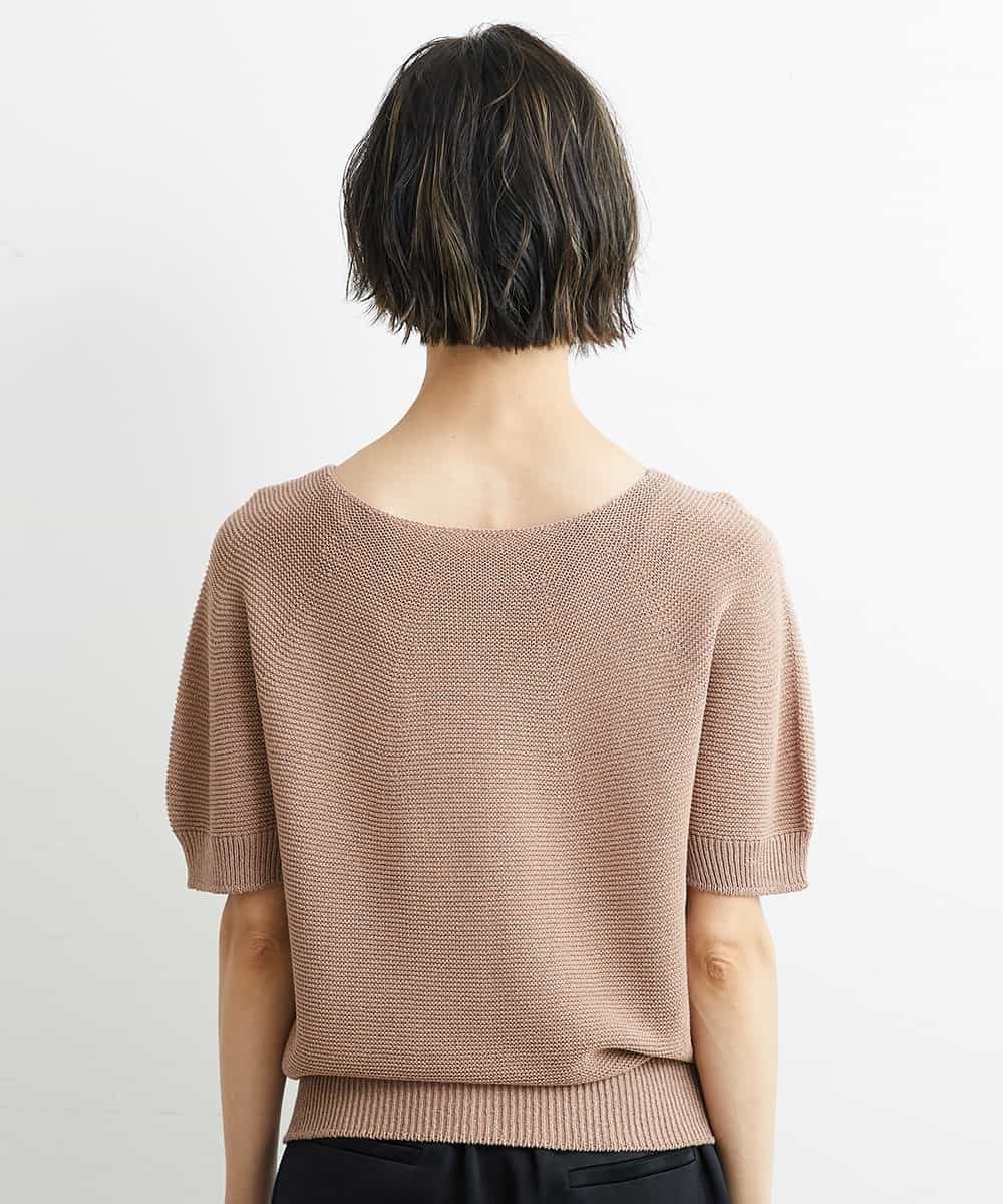 FMFHS28220 MICHEL KLEIN(ミッシェルクラン) ホールガーメント(R)半袖ニットプルオーバー（アンサンブル対応／WEB限定カラーあり） テラコッタ(84)