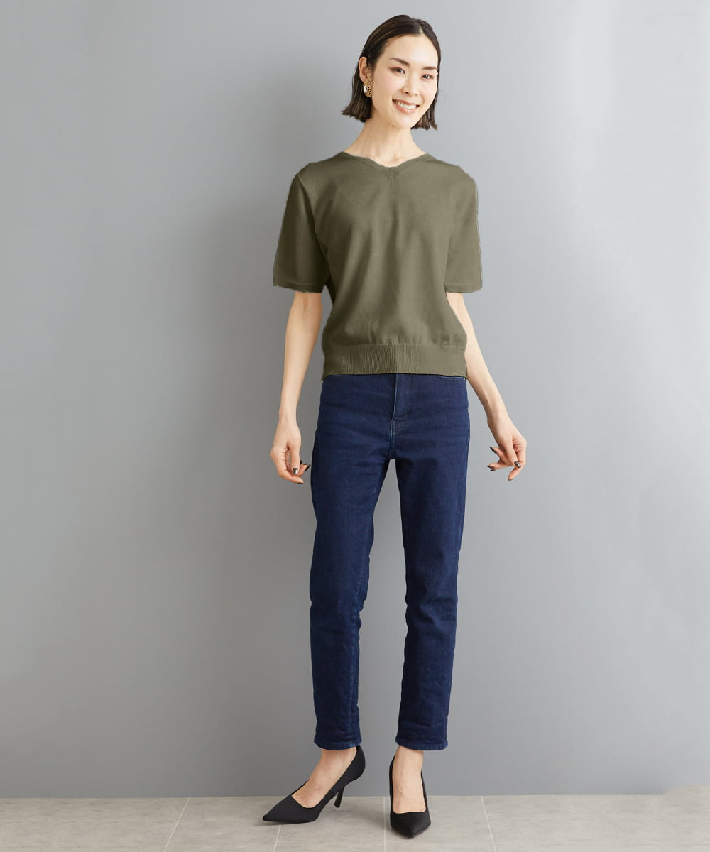FMFHS70150 MICHEL KLEIN(ミッシェルクラン) ◆受注生産につき返品・交換・キャンセル不可◆ホールガーメント(R)Vネックニット ホワイト(90)