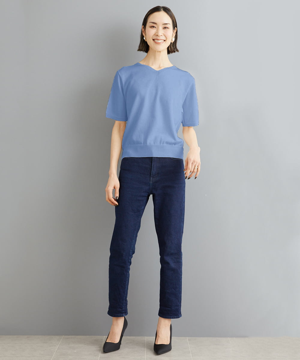 FMFHS70150 MICHEL KLEIN(ミッシェルクラン) ◆受注生産につき返品・交換・キャンセル不可◆ホールガーメント(R)Vネックニット ホワイト(90)