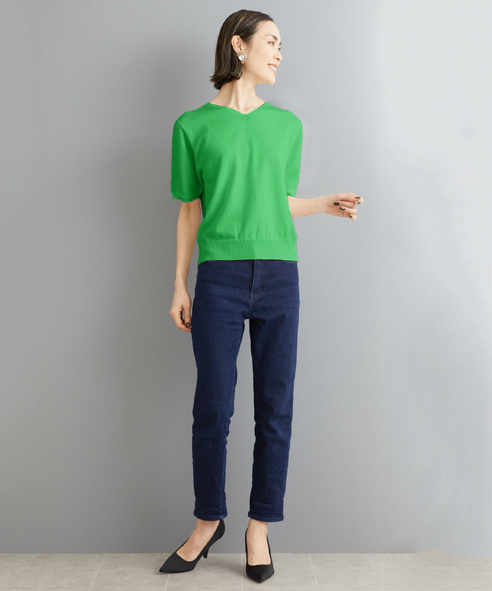 FMFHS70150 MICHEL KLEIN(ミッシェルクラン) ◆受注生産につき返品・交換・キャンセル不可◆ホールガーメント(R)Vネックニット ホワイト(90)