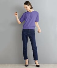 FMFHS70150 MICHEL KLEIN(ミッシェルクラン) ◆受注生産につき返品・交換・キャンセル不可◆ホールガーメント(R)Vネックニット ホワイト(90)