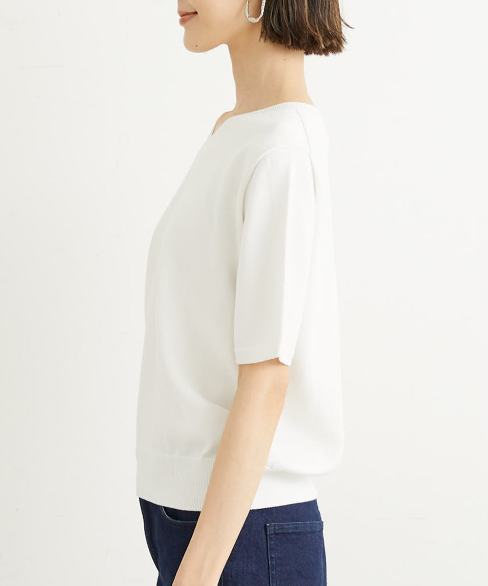FMFHS70150 MICHEL KLEIN(ミッシェルクラン) ◆受注生産につき返品・交換・キャンセル不可◆ホールガーメント(R)Vネックニット ホワイト(90)