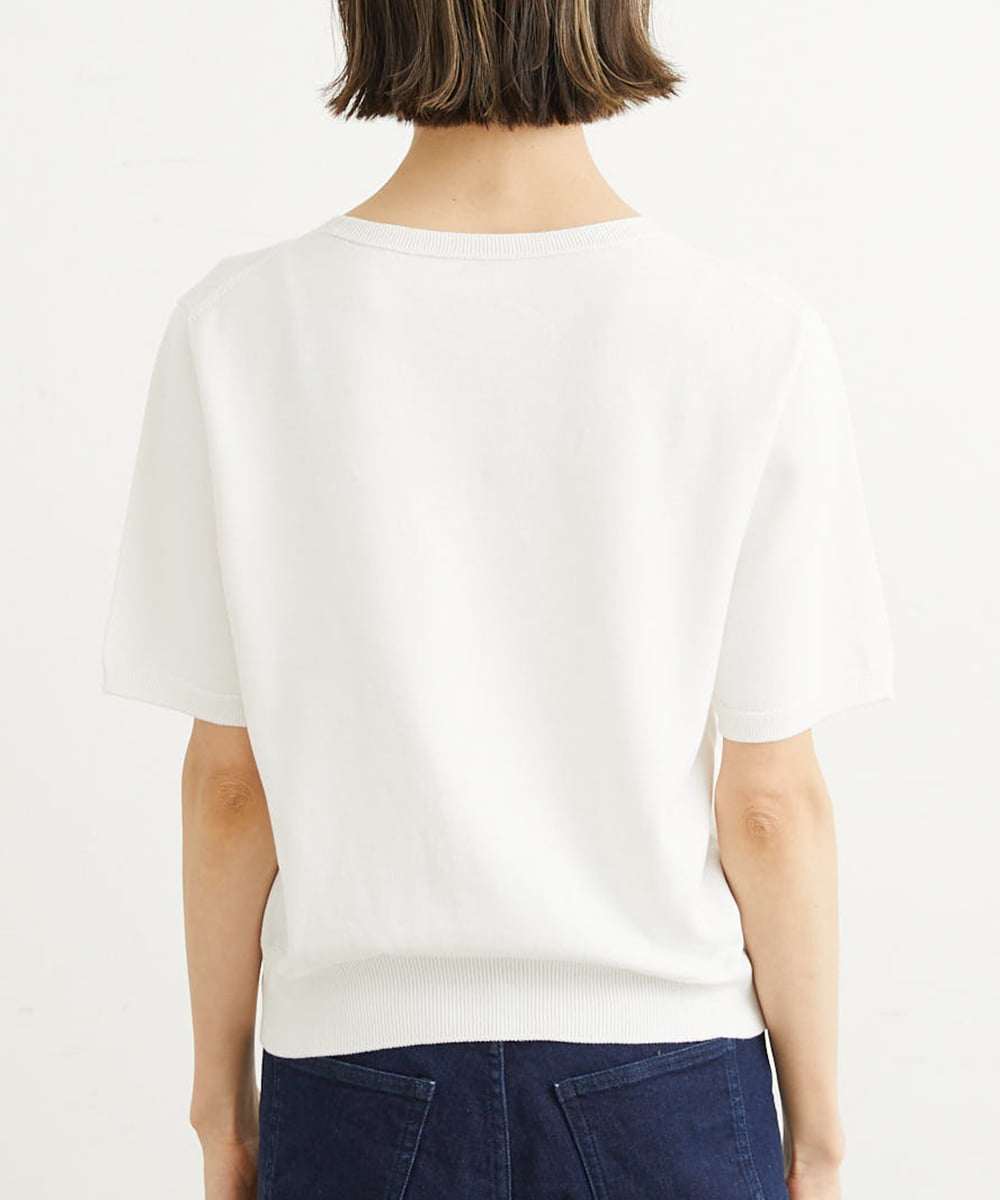 FMFHS70150 MICHEL KLEIN(ミッシェルクラン) ◆受注生産につき返品・交換・キャンセル不可◆ホールガーメント(R)Vネックニット ホワイト(90)