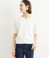 FMFHS70150 MICHEL KLEIN(ミッシェルクラン) ◆受注生産につき返品・交換・キャンセル不可◆ホールガーメント(R)Vネックニット ホワイト(90)