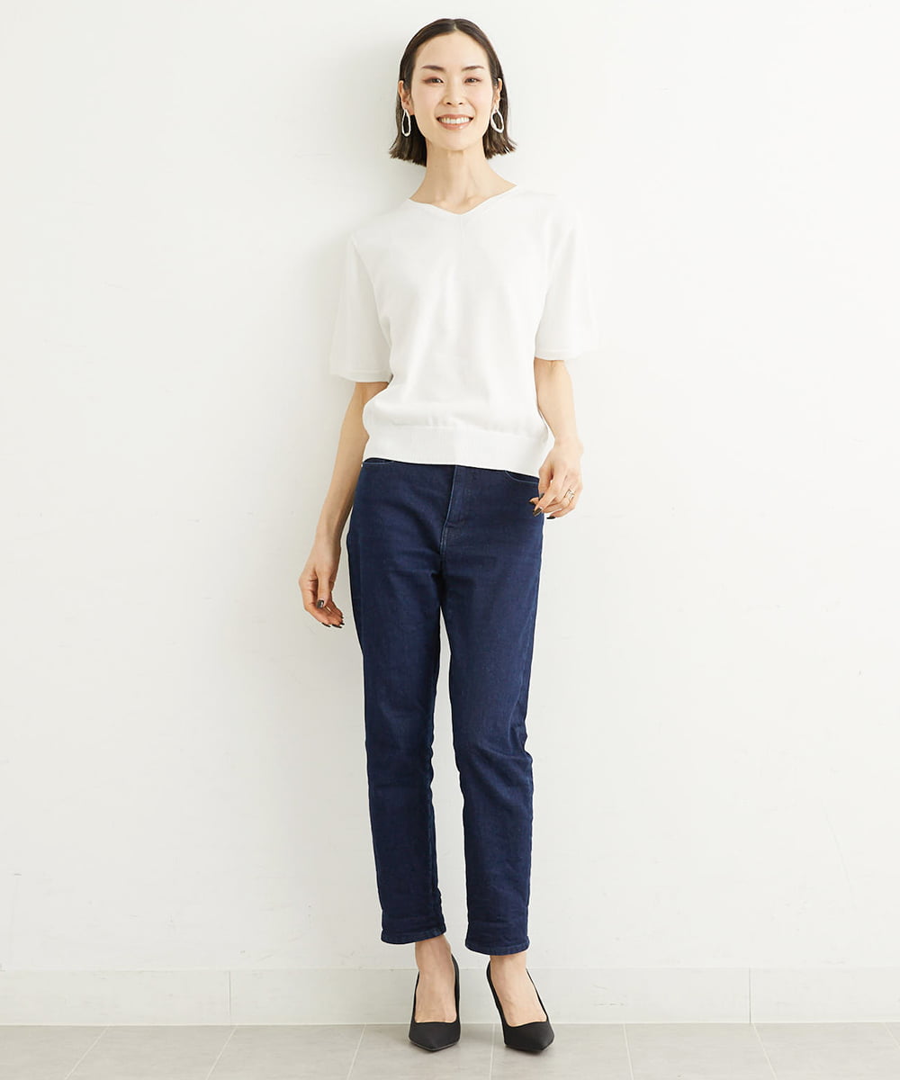 FMFHS70150 MICHEL KLEIN(ミッシェルクラン) ◆受注生産につき返品・交換・キャンセル不可◆ホールガーメント(R)Vネックニット ホワイト(90)
