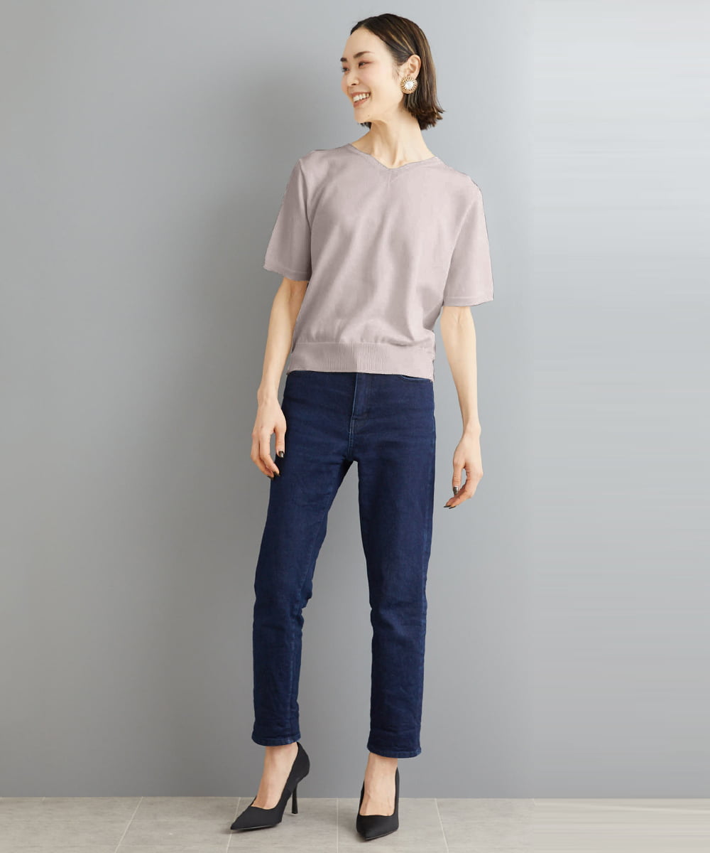 FMFHS70150 MICHEL KLEIN(ミッシェルクラン) ◆受注生産につき返品・交換・キャンセル不可◆ホールガーメント(R)Vネックニット ホワイト(90)