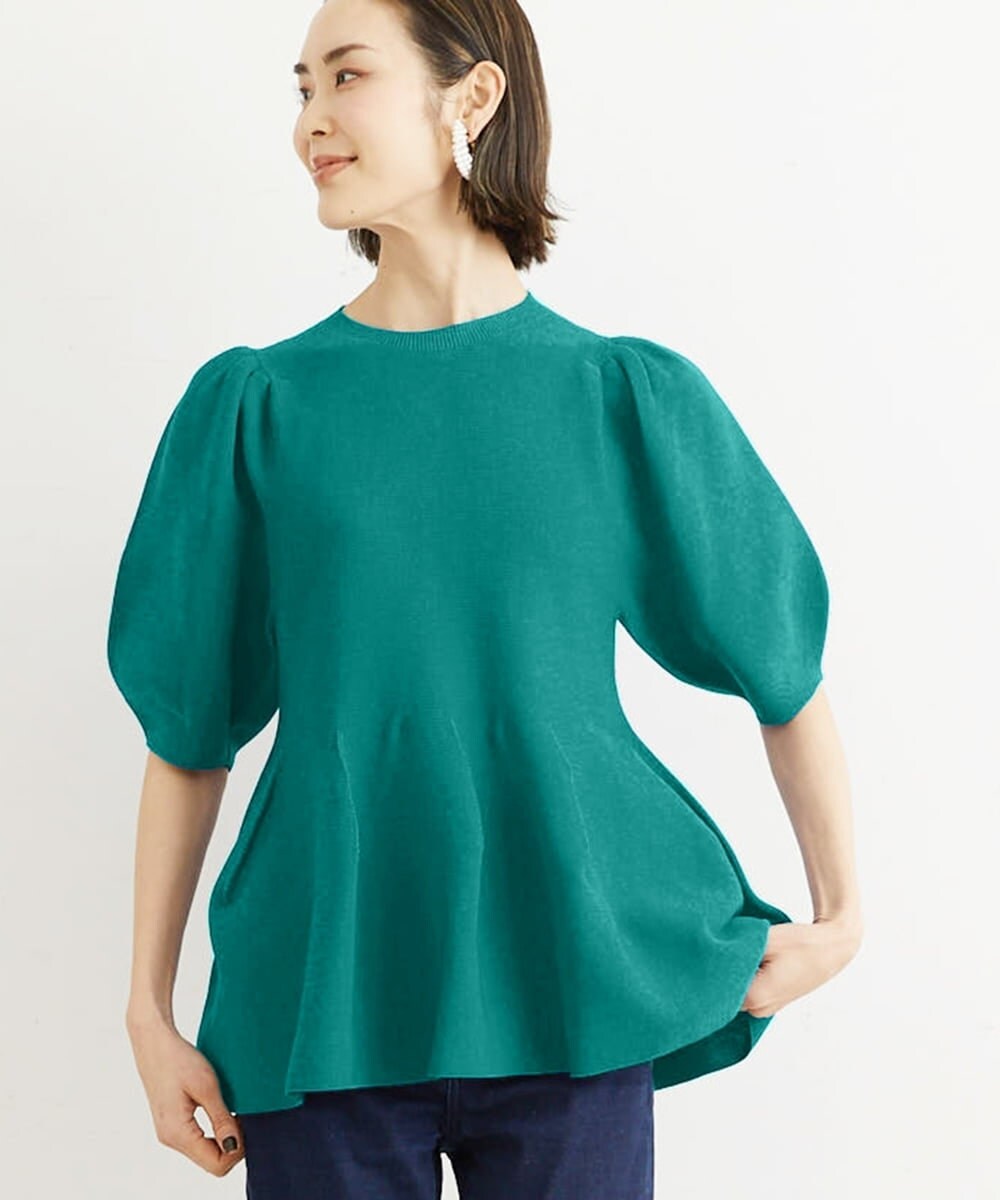 FMFHS71180 MICHEL KLEIN(ミッシェルクラン) ◆受注生産につき返品・交換・キャンセル不可◆ホールガーメント(R)フォルムデザインニット グリーン(35)