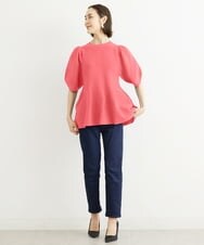 FMFHS71180 MICHEL KLEIN(ミッシェルクラン) ◆受注生産につき返品・交換・キャンセル不可◆ホールガーメント(R)フォルムデザインニット ブルー(55)