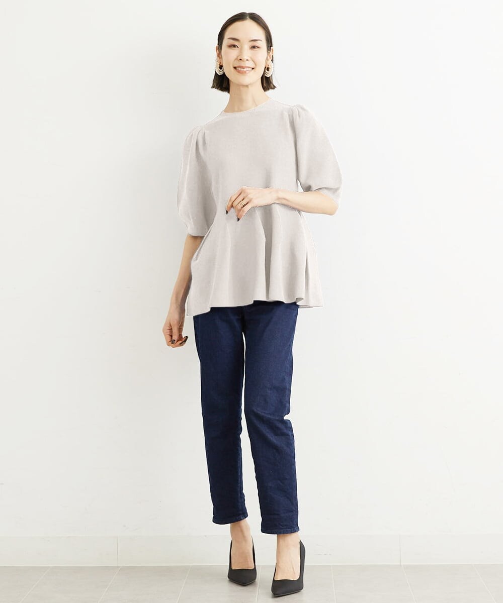 FMFHS71180 MICHEL KLEIN(ミッシェルクラン) ◆受注生産につき返品・交換・キャンセル不可◆ホールガーメント(R)フォルムデザインニット ブルー(55)