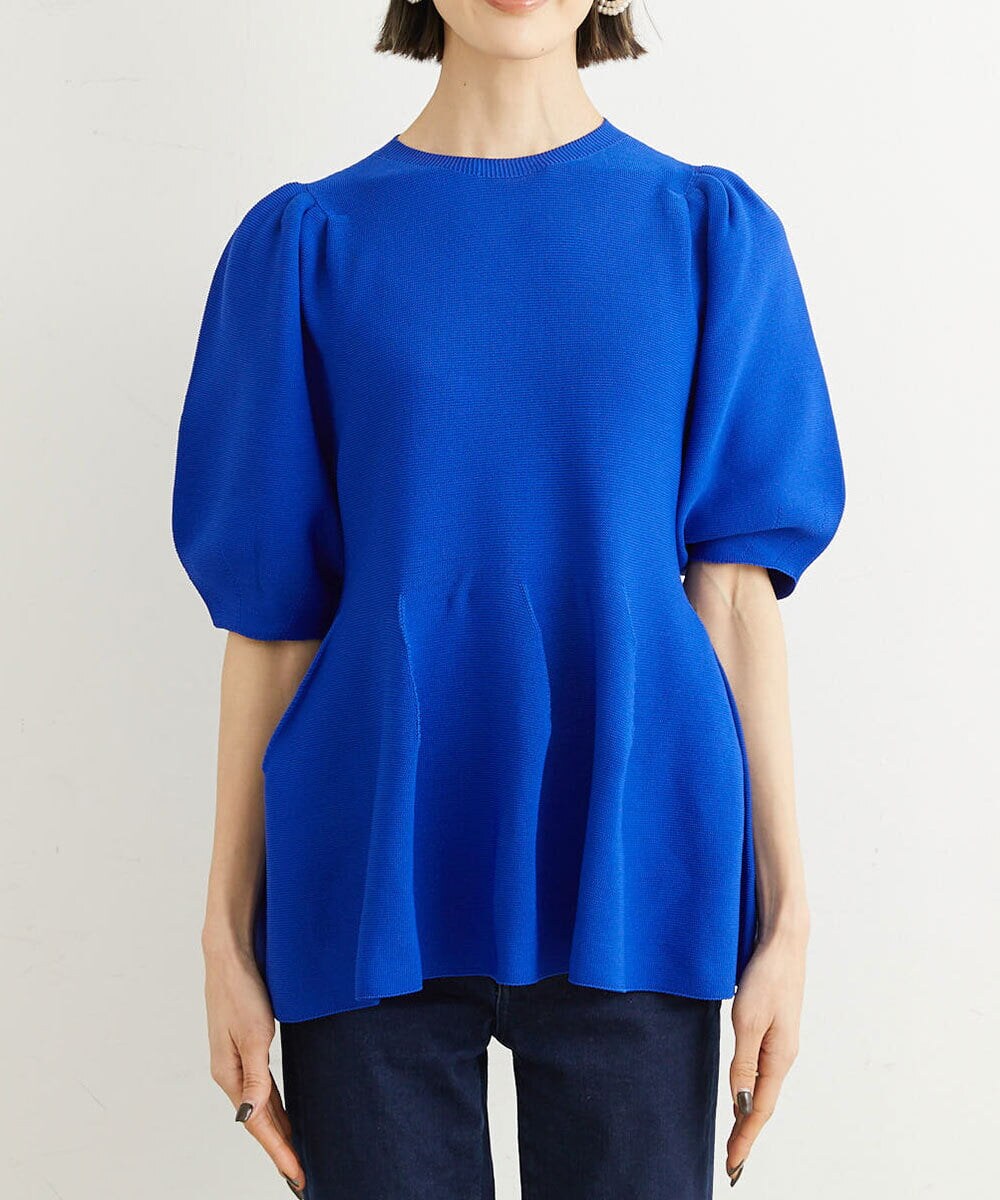 FMFHS71180 MICHEL KLEIN(ミッシェルクラン) ◆受注生産につき返品・交換・キャンセル不可◆ホールガーメント(R)フォルムデザインニット ブルー(55)