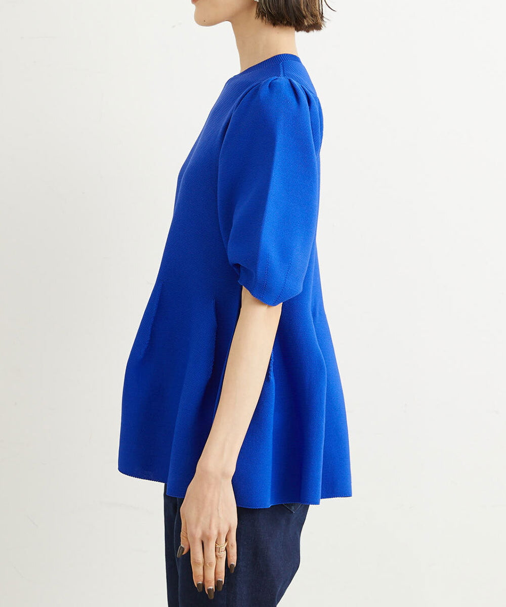 FMFHS71180 MICHEL KLEIN(ミッシェルクラン) ◆受注生産につき返品・交換・キャンセル不可◆ホールガーメント(R)フォルムデザインニット ブルー(55)