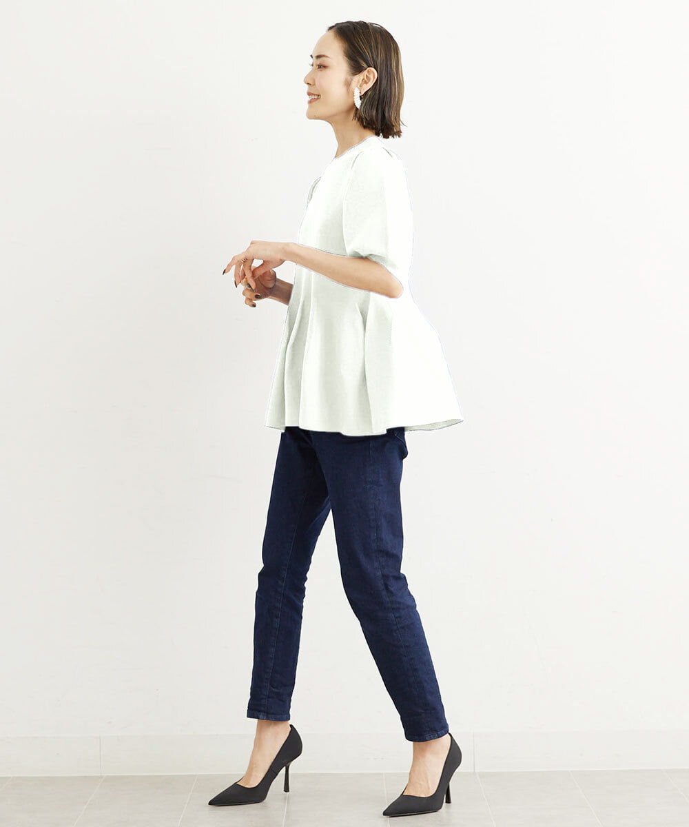 FMFHS71180 MICHEL KLEIN(ミッシェルクラン) ◆受注生産につき返品・交換・キャンセル不可◆ホールガーメント(R)フォルムデザインニット ブルー(55)