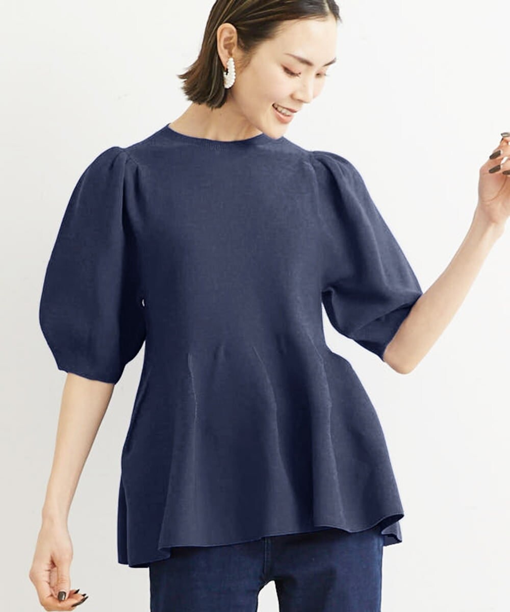 FMFHS71180 MICHEL KLEIN(ミッシェルクラン) ◆受注生産につき返品・交換・キャンセル不可◆ホールガーメント(R)フォルムデザインニット ネイビー(57)