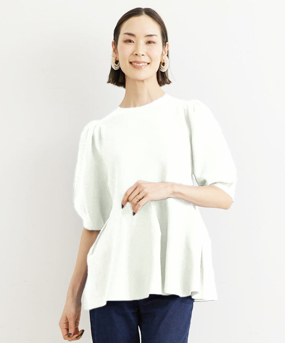 FMFHS71180 MICHEL KLEIN(ミッシェルクラン) ◆受注生産につき返品・交換・キャンセル不可◆ホールガーメント(R)フォルムデザインニット ホワイト(90)