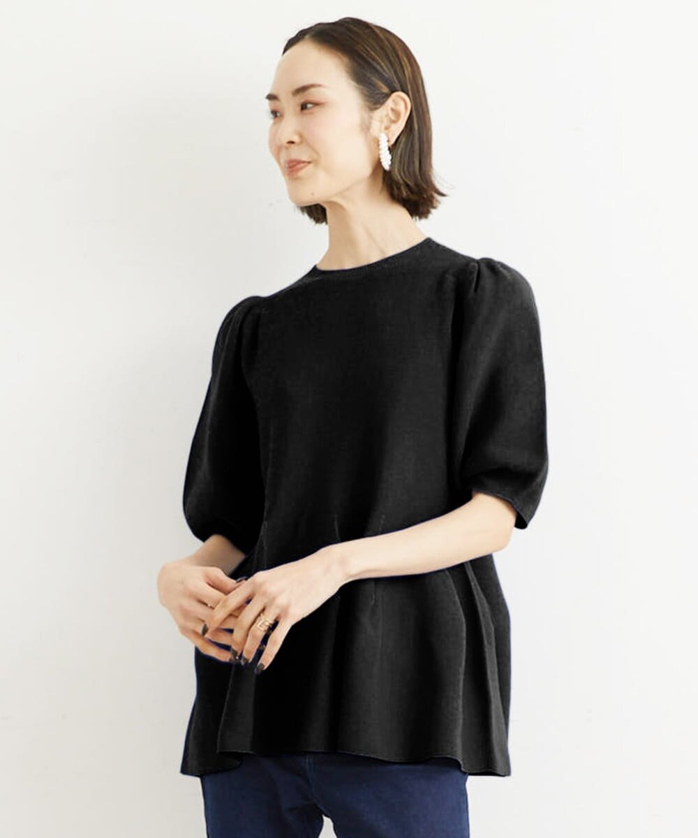 FMFHS71180 MICHEL KLEIN(ミッシェルクラン) ◆受注生産につき返品・交換・キャンセル不可◆ホールガーメント(R)フォルムデザインニット ブラック(94)
