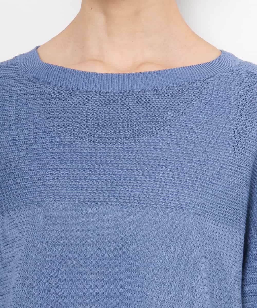 FMFJD21200 MICHEL KLEIN(ミッシェルクラン) パネル透かし柄ニット ブルー