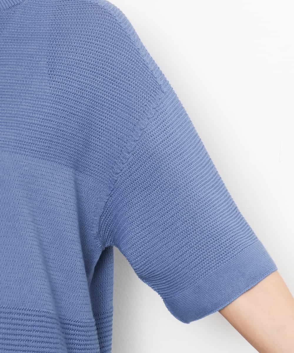 FMFJD21200 MICHEL KLEIN(ミッシェルクラン) パネル透かし柄ニット ブルー