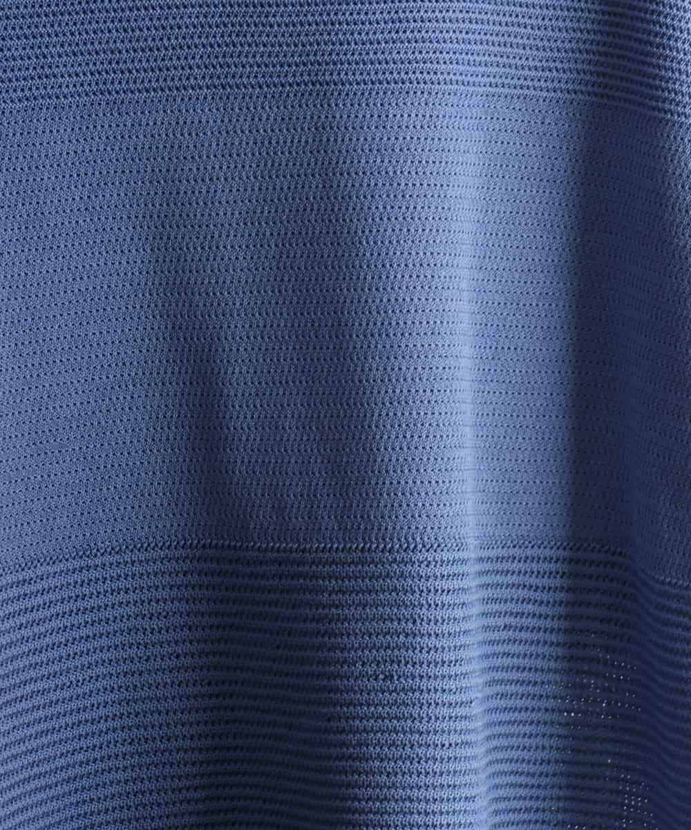 FMFJD21200 MICHEL KLEIN(ミッシェルクラン) パネル透かし柄ニット ブルー