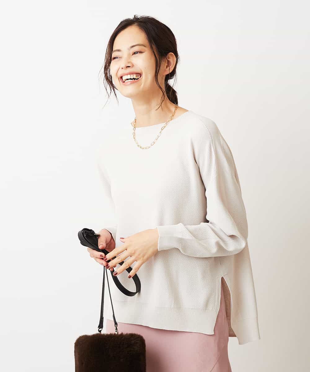 Web限定カラー 洗える ホールガーメントサイドスリットニット ニット セーター Michel Klein ミッシェルクラン イトキンオンラインストア