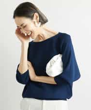 FMFJS17160 MICHEL KLEIN(ミッシェルクラン) [新色追加]ホールガーメント(R)ドルマンスリーブニット（7分袖） ネイビー(57)WEB限定カラー