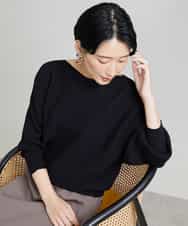 FMFJS17160 MICHEL KLEIN(ミッシェルクラン) [新色追加]ホールガーメント(R)ドルマンスリーブニット（7分袖） ブラック(94)