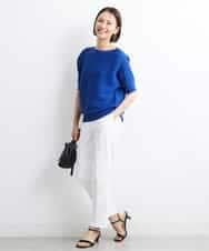 FMFJS36160 MICHEL KLEIN(ミッシェルクラン) [新色追加]ホールガーメント(R)ボートネックニット（WEB限定カラーあり） ホワイト(90)