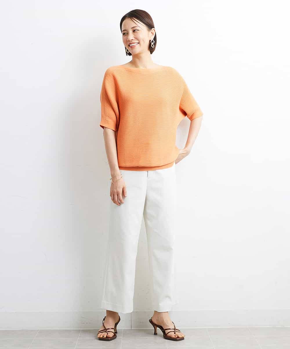 FMFJS36160 MICHEL KLEIN(ミッシェルクラン) [新色追加]ホールガーメント(R)ボートネックニット（WEB限定カラーあり） ホワイト(90)