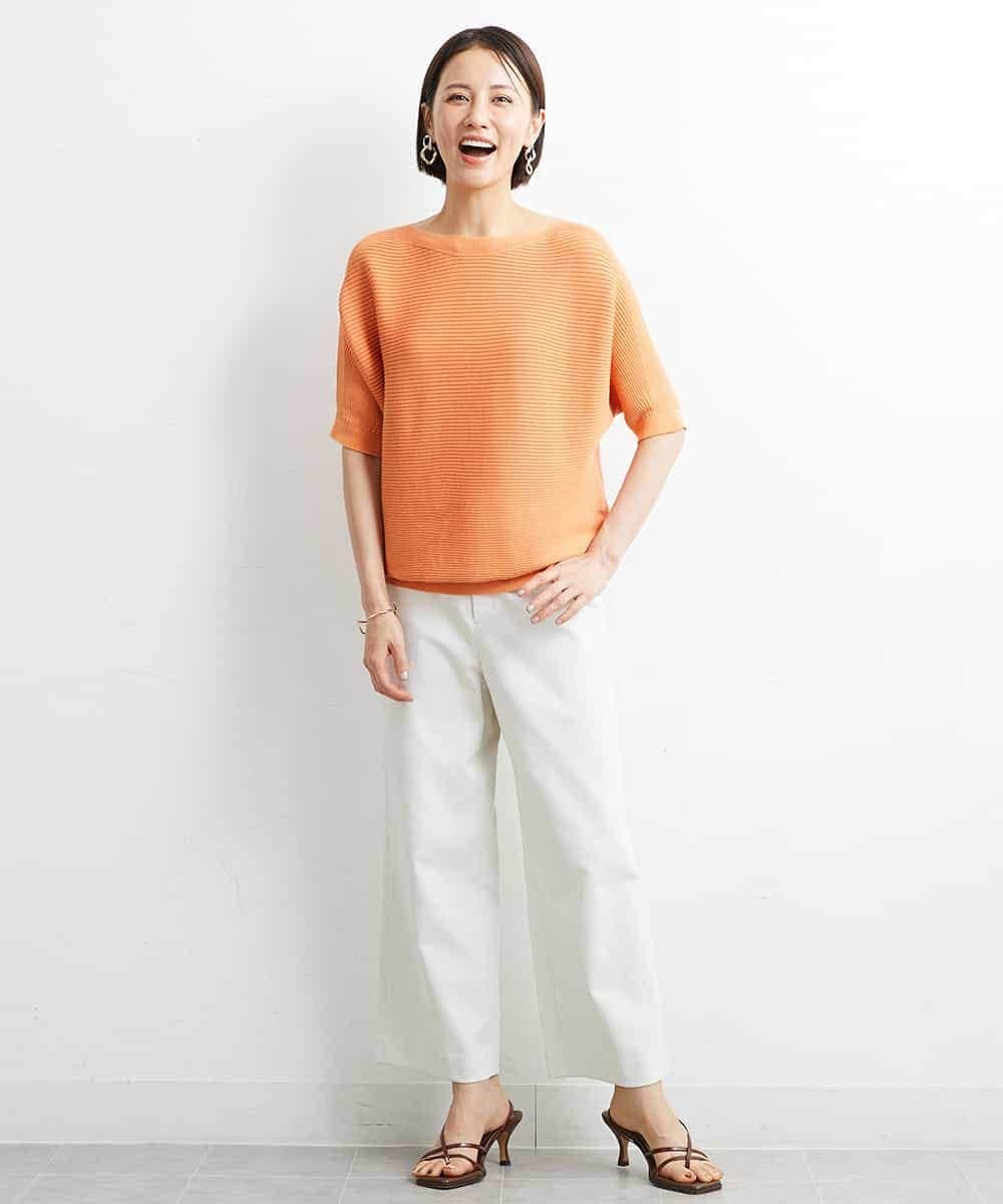 FMFJS36160 MICHEL KLEIN(ミッシェルクラン) [新色追加]ホールガーメント(R)ボートネックニット（WEB限定カラーあり） ホワイト(90)