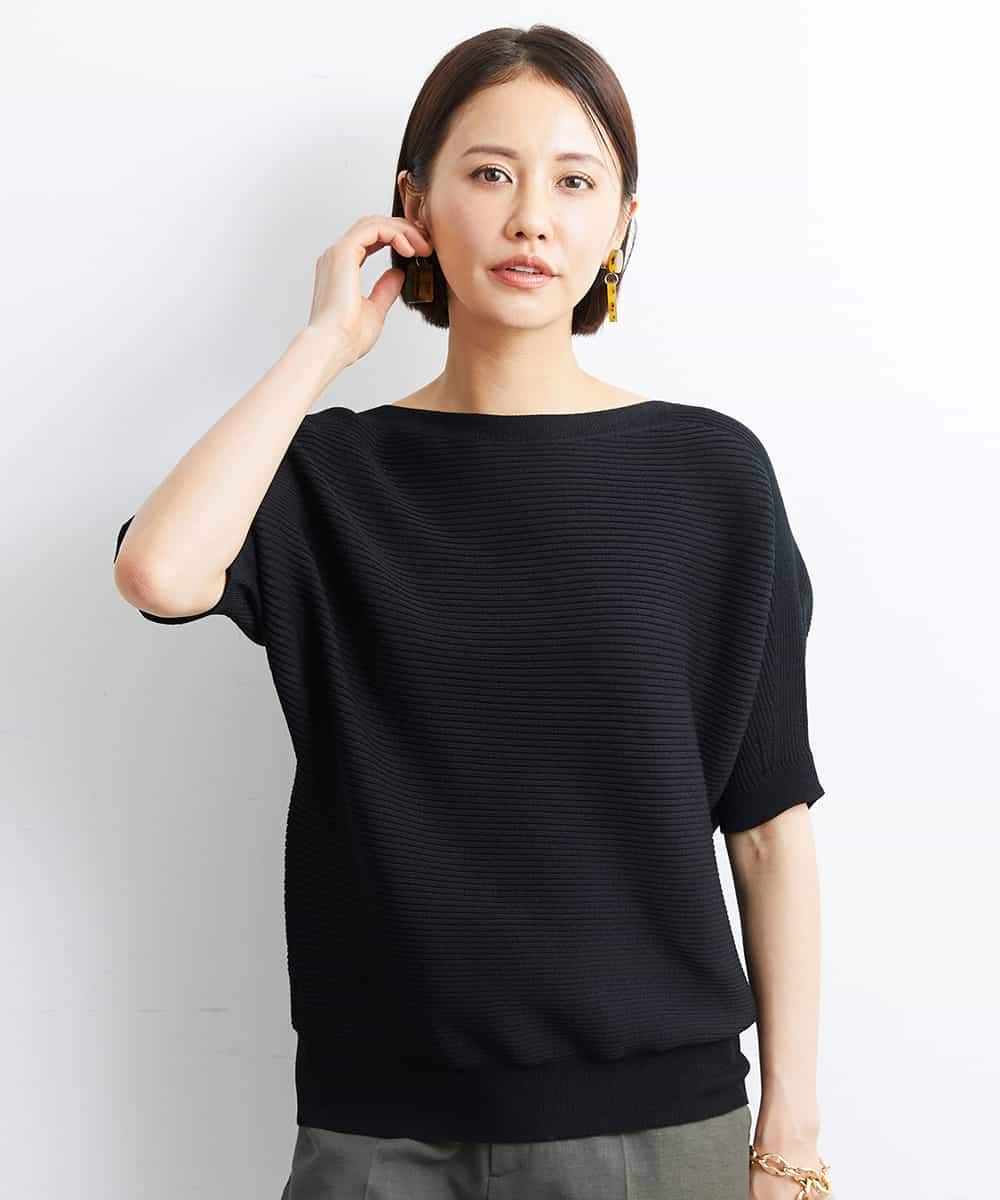 FMFJS36160 MICHEL KLEIN(ミッシェルクラン) [新色追加]ホールガーメント(R)ボートネックニット（WEB限定カラーあり） ホワイト(90)