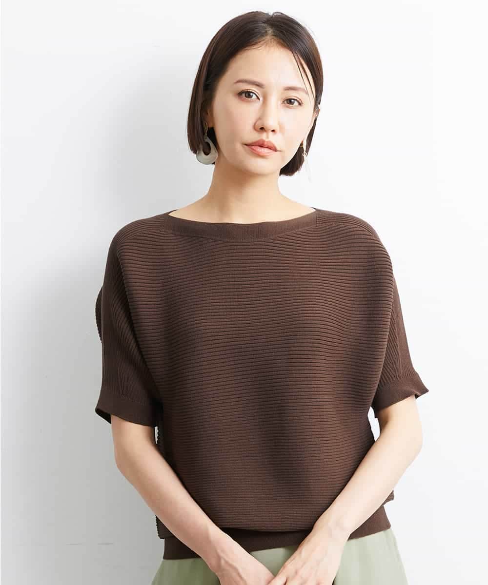 FMFJS36160 MICHEL KLEIN(ミッシェルクラン) [新色追加]ホールガーメント(R)ボートネックニット（WEB限定カラーあり） ホワイト(90)