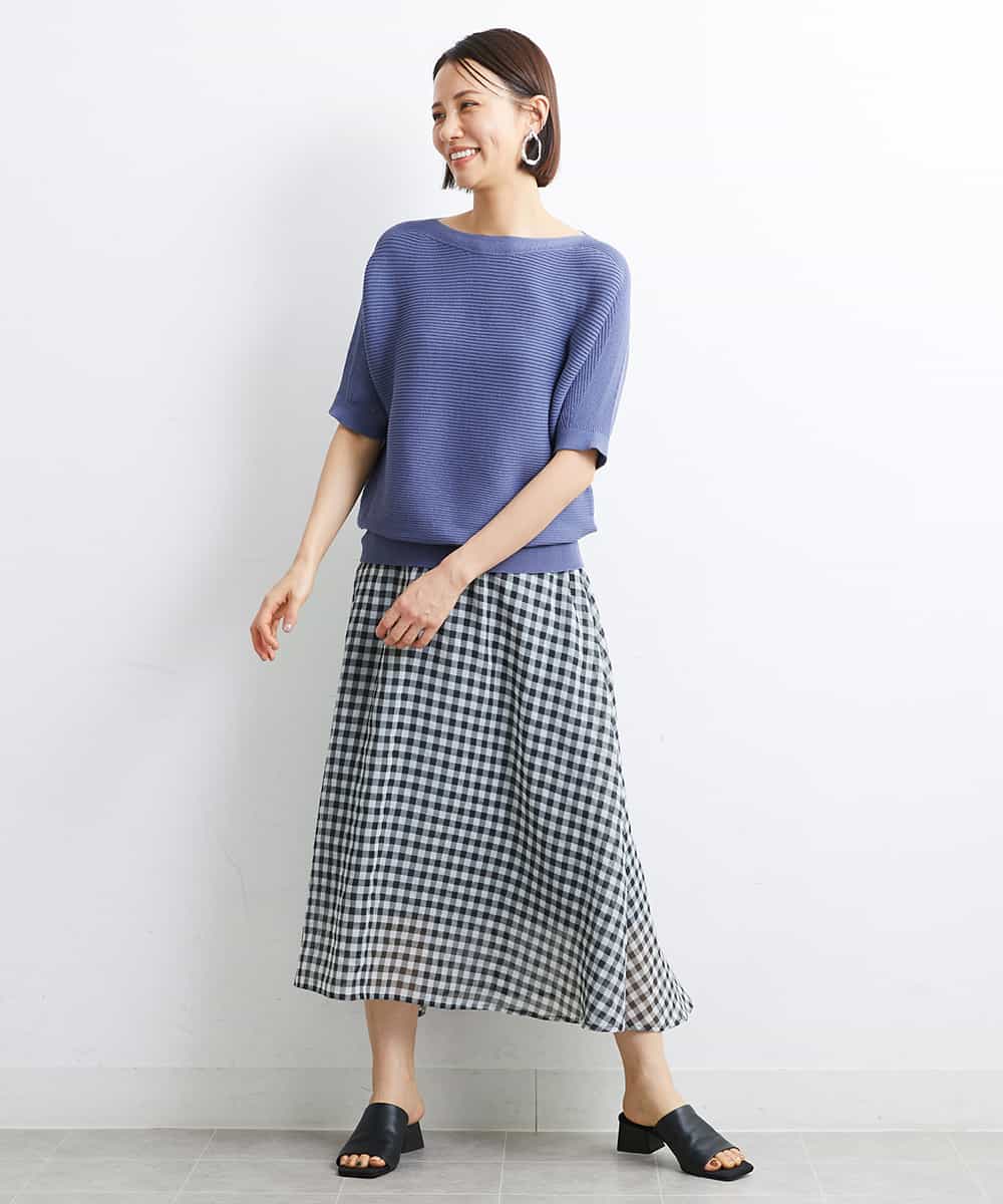 FMFJS36160 MICHEL KLEIN(ミッシェルクラン) [新色追加]ホールガーメント(R)ボートネックニット（WEB限定カラーあり） ホワイト(90)