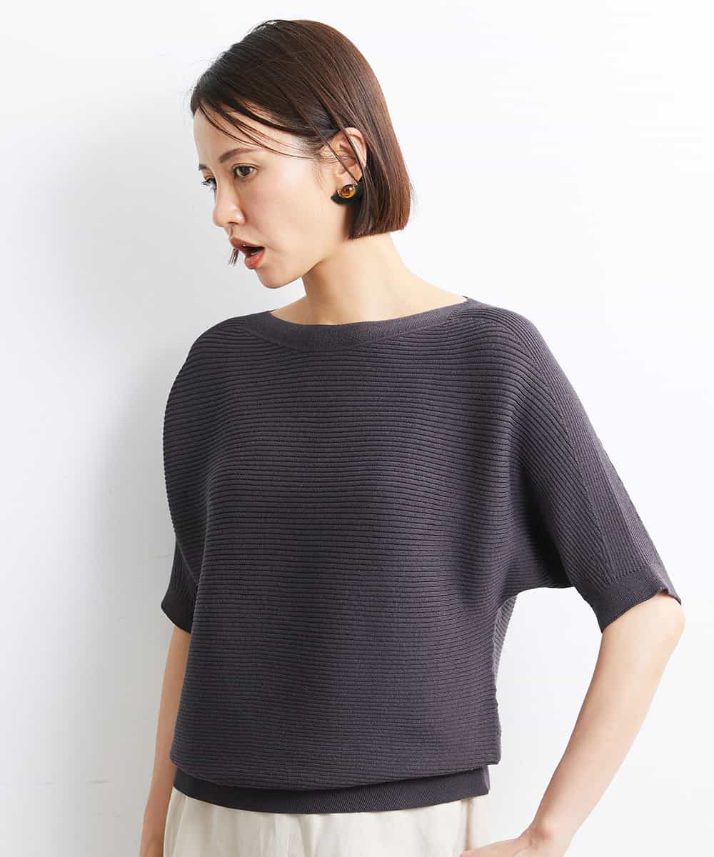 FMFJS36160 MICHEL KLEIN(ミッシェルクラン) [新色追加]ホールガーメント(R)ボートネックニット（WEB限定カラーあり） ホワイト(90)