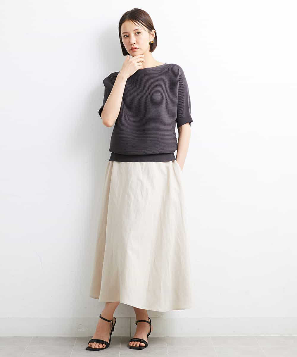FMFJS36160 MICHEL KLEIN(ミッシェルクラン) [新色追加]ホールガーメント(R)ボートネックニット（WEB限定カラーあり） ホワイト(90)