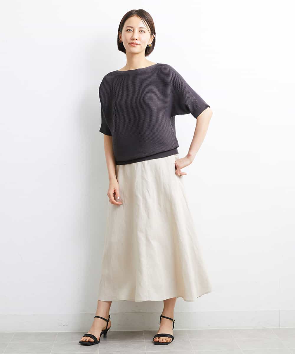 FMFJS36160 MICHEL KLEIN(ミッシェルクラン) [新色追加]ホールガーメント(R)ボートネックニット（WEB限定カラーあり） ホワイト(90)