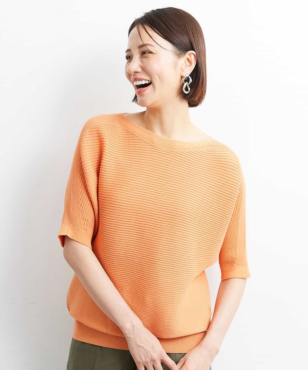 FMFJS36160 MICHEL KLEIN(ミッシェルクラン) [新色追加]ホールガーメント(R)ボートネックニット（WEB限定カラーあり） ホワイト(90)