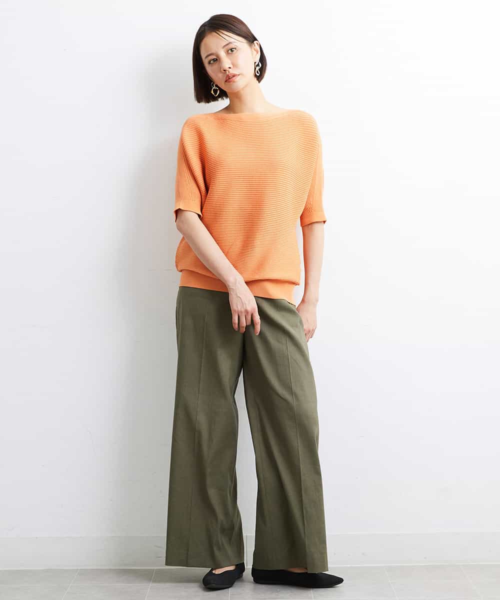 FMFJS36160 MICHEL KLEIN(ミッシェルクラン) [新色追加]ホールガーメント(R)ボートネックニット（WEB限定カラーあり） ホワイト(90)