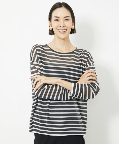 FMFJV12180 MICHEL KLEIN シアーボーダーニット(WEB限定カラー)