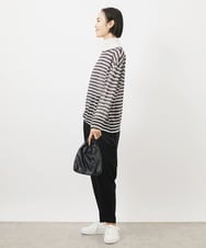 FMFJV12180 MICHEL KLEIN(ミッシェルクラン) シアーボーダーニット(WEB限定カラー) ブラック×ベージュ(94)