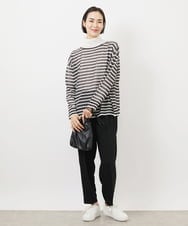 FMFJV12180 MICHEL KLEIN(ミッシェルクラン) シアーボーダーニット(WEB限定カラー) ブラック×ベージュ(94)