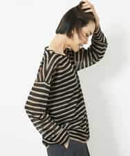 FMFJV12180 MICHEL KLEIN(ミッシェルクラン) シアーボーダーニット(WEB限定カラー) ブラック×ベージュ(94)