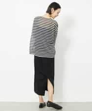 FMFJV12180 MICHEL KLEIN(ミッシェルクラン) シアーボーダーニット(WEB限定カラー) ブラック×ベージュ(94)