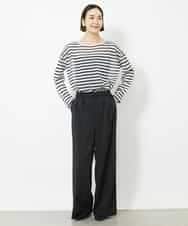 FMFJV12180 MICHEL KLEIN(ミッシェルクラン) シアーボーダーニット(WEB限定カラー) ブラック×ベージュ(94)