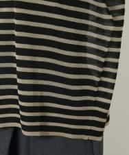FMFJV12180 MICHEL KLEIN(ミッシェルクラン) シアーボーダーニット(WEB限定カラー) ブラック×ベージュ(94)