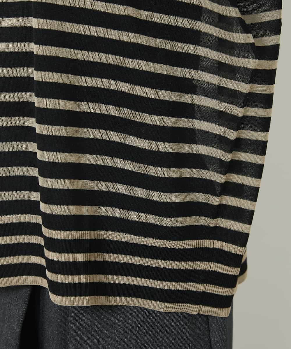 FMFJV12180 MICHEL KLEIN(ミッシェルクラン) シアーボーダーニット(WEB限定カラー) ブラック×ベージュ(94)