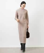 FMHAA02190 MICHEL KLEIN(ミッシェルクラン) ［セットアップ対応］ミニケーブルニットスカート ピンクベージュ