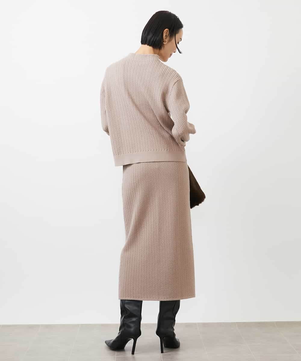 FMHAA02190 MICHEL KLEIN(ミッシェルクラン) ［セットアップ対応］ミニケーブルニットスカート ピンクベージュ