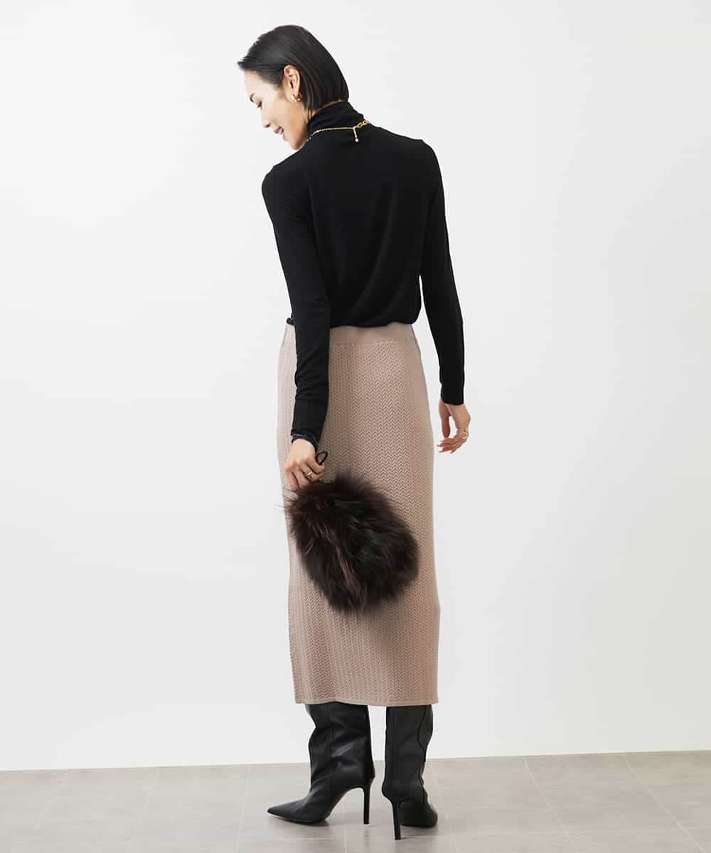 FMHAA02190 MICHEL KLEIN(ミッシェルクラン) ［セットアップ対応］ミニケーブルニットスカート ピンクベージュ
