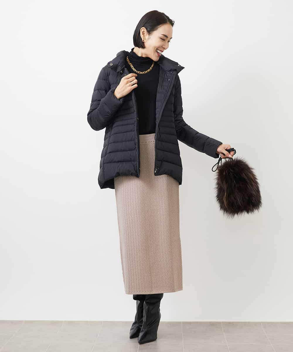 FMHAA02190 MICHEL KLEIN(ミッシェルクラン) ［セットアップ対応］ミニケーブルニットスカート ピンクベージュ